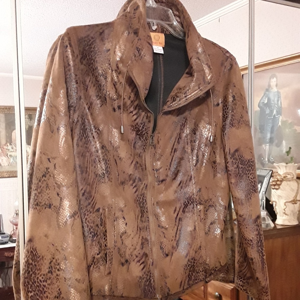 Ruby Rd Contemporary Jacket, Black /Brown Size 12 - image 2